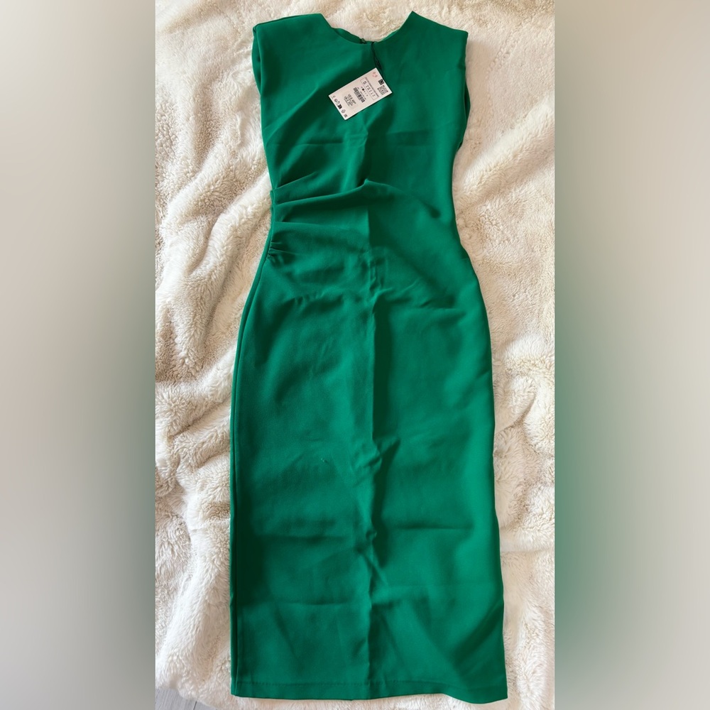 Zara Green Strapless Bodycon Dress for Cocktail